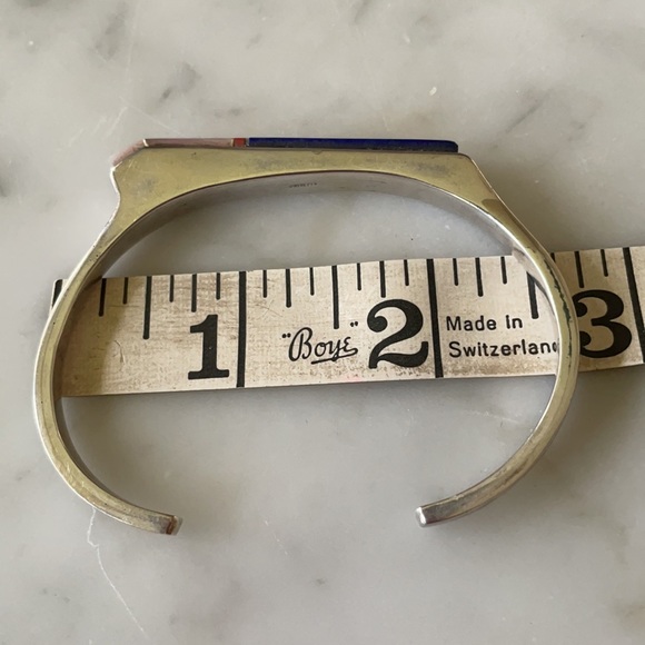 Vintage Navajo Native American Lapis and Mother of Pearl Bracelet - Picture 11 of 15